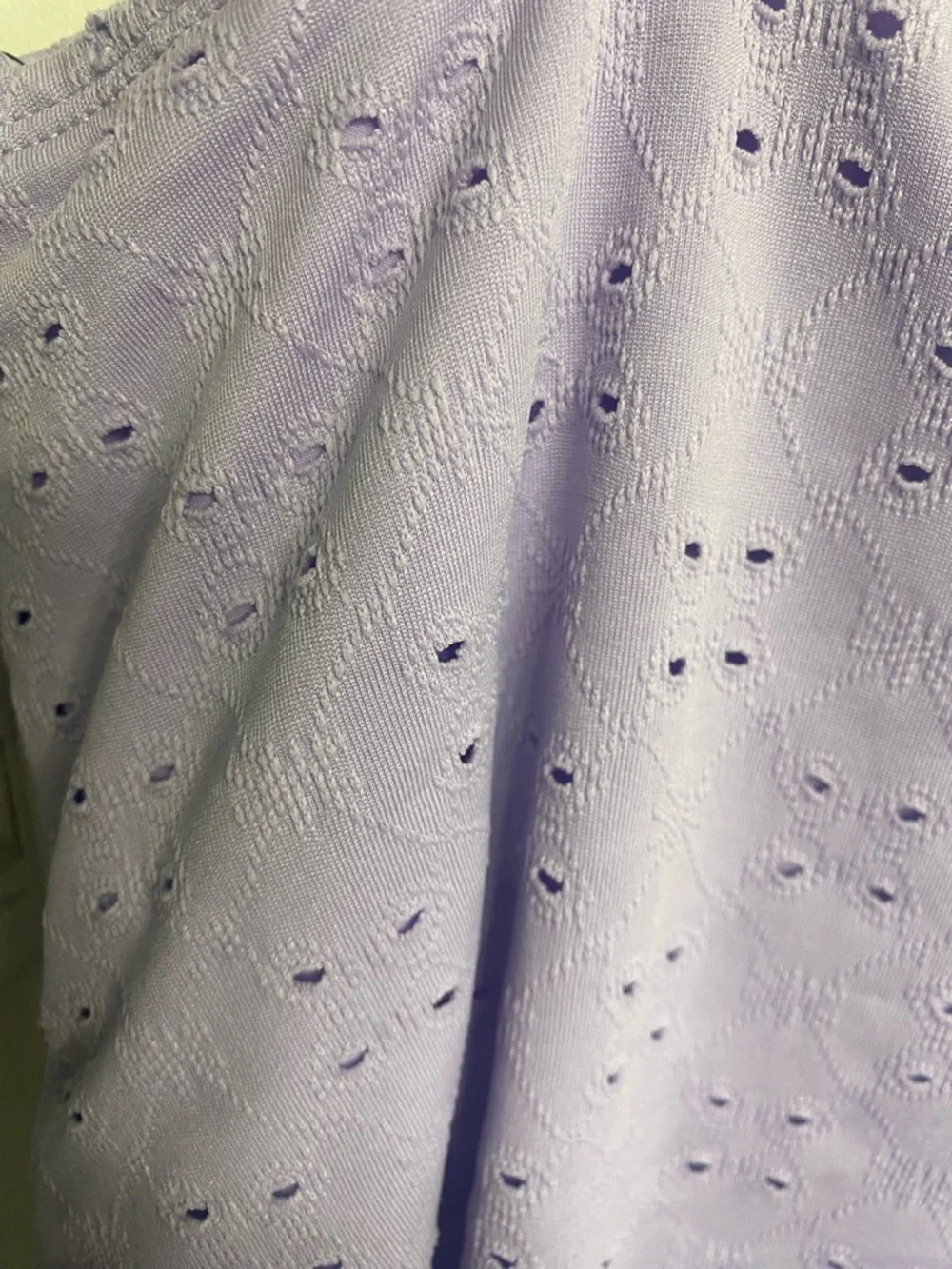 Lavender Eyelet Pointelle One Piece Swimsuit Button Front Ruffle Back 2X NWT - Picture 6 of 6